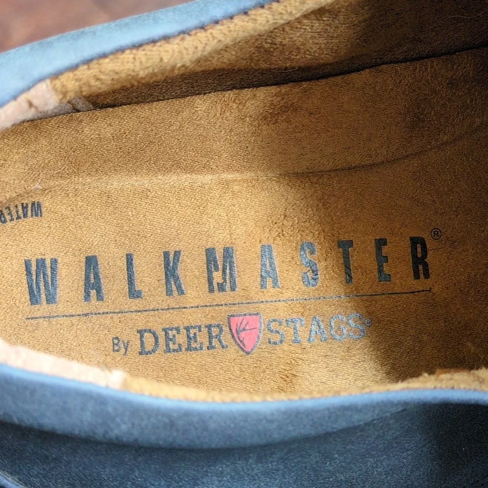 Deer Stags Shoes Mens Walkmaster Blue 10.5 Wide Leather Oxfords Memory Foam